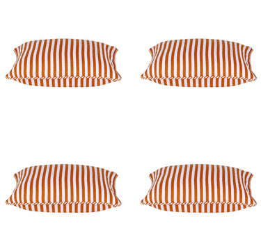 Pack of 4 Dandi Orange & White Striped Nautical Cushion Covers 40x40cm